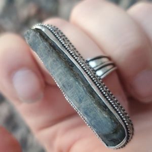 New Oversized Rough Kyanite 925 Silver Statement Ring.